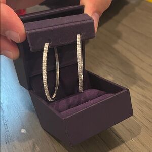 Dazzling Large Diamond and White Gold Hoop Earrings